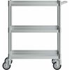 Amgood 3 Shelf Stainless Steel Tubular Utility Cart. 15 in. x 24 in. Metal Cart with Handle CART-TUC-1524-Z